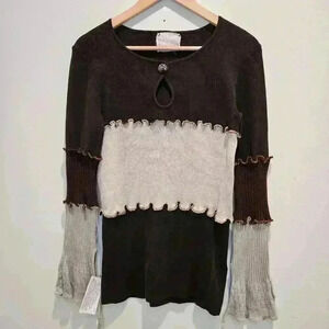 Steampunk Sisters Ribbed Long Sleeve Sweater Women's One Sz Colorful Upcycled